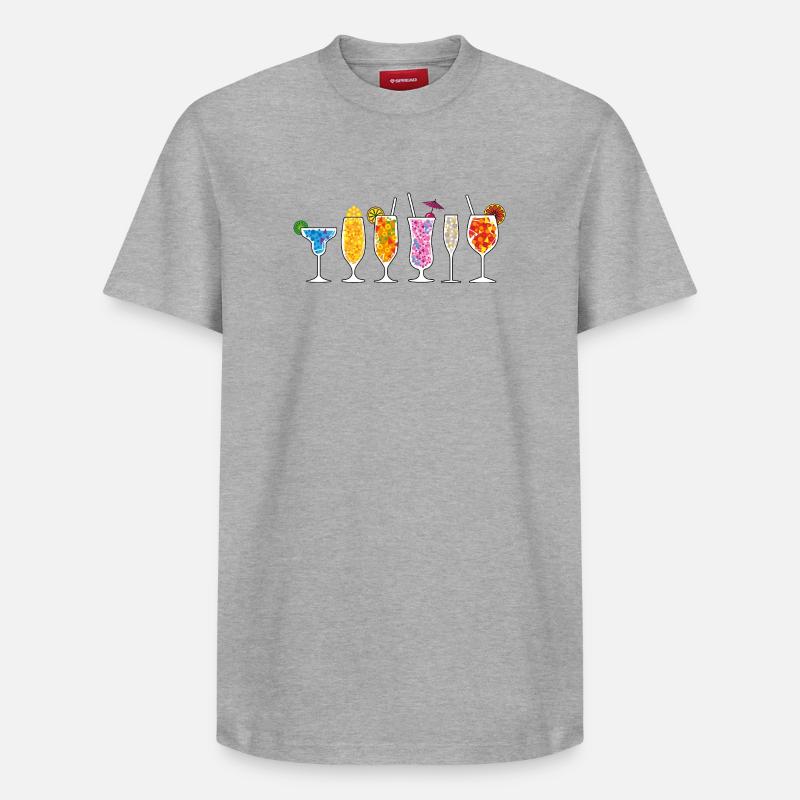 Boissons d’été - T-shirt unisexe décontracté en coton Supima – de SPREAD - gris chiné