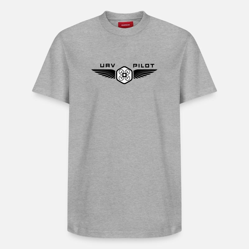 UAV PILOT1 - Relaxed Unisex Supima Cotton T-Shirt – von SPREAD - Grau meliert