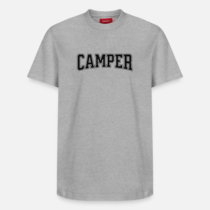 Lettrage campeur avec contours contrastés - T-shirt unisexe décontracté en coton Supima – de SPREAD - gris chiné