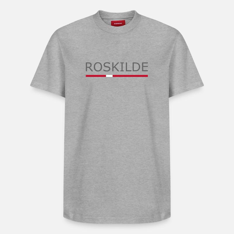 Roskilde - Denmark Flag - Dänemark - Relaxed Unisex Supima Cotton T-Shirt – von SPREAD - Grau meliert