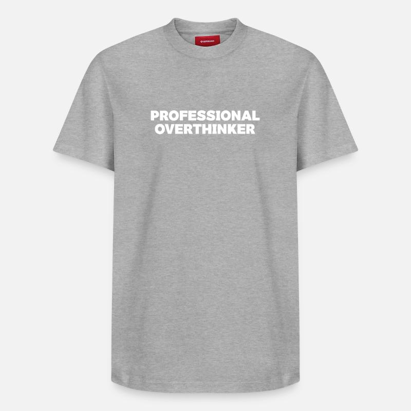 Futuristisches Overthinker-Typografie-Design - Relaxed Unisex Supima Cotton T-Shirt – von SPREAD - Grau meliert