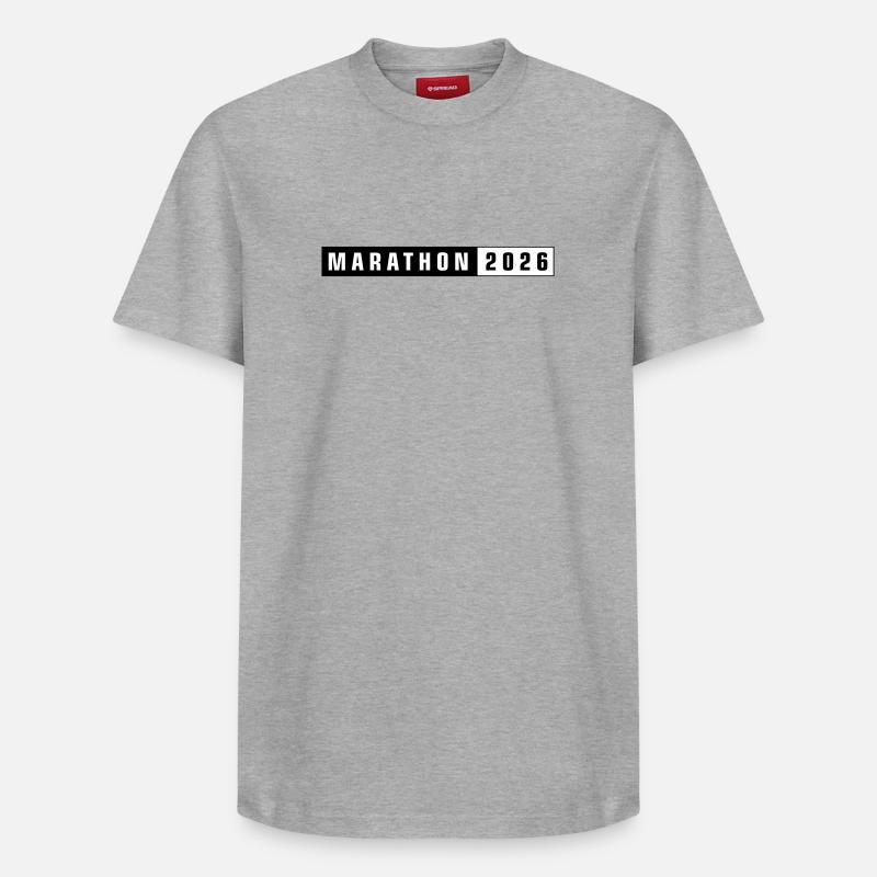 Marathon 2026 - Relaxed Unisex Supima Cotton T-Shirt – von SPREAD - Grau meliert