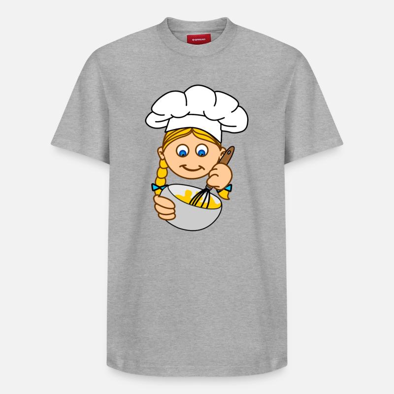 Fille blonde cuisinant v - T-shirt unisexe décontracté en coton Supima – de SPREAD - gris chiné