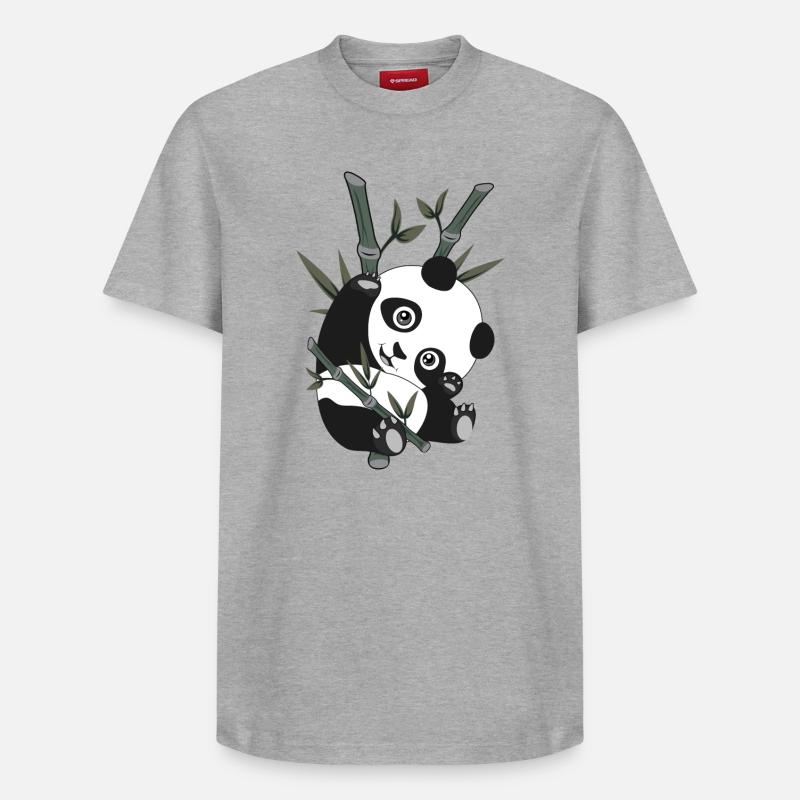 Panda - Bambou - T-shirt unisexe décontracté en coton Supima – de SPREAD - gris chiné