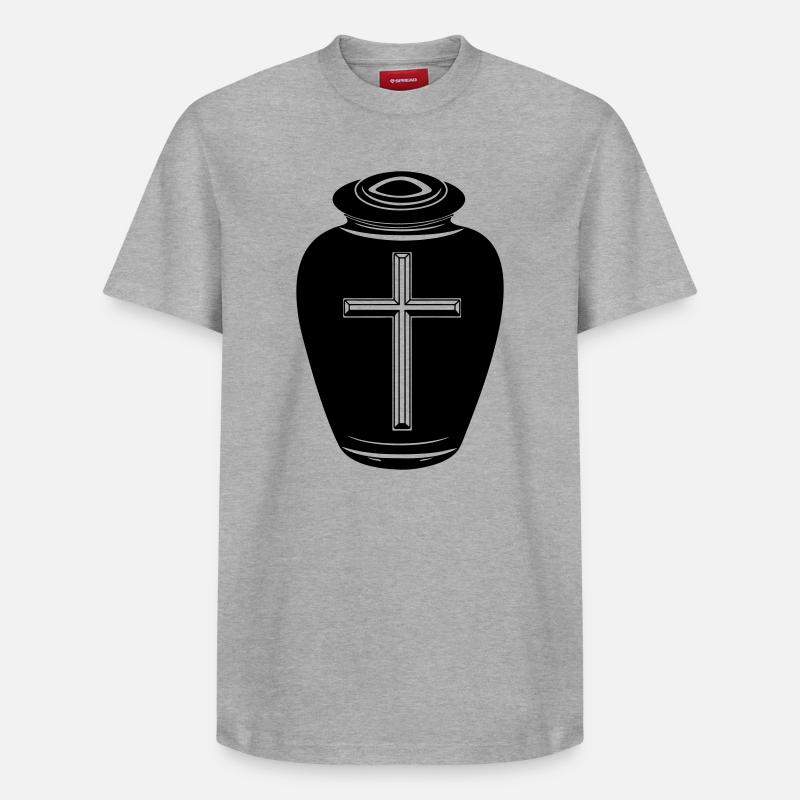Urne mit Kreuz - Relaxed Unisex Supima Cotton T-Shirt – von SPREAD - Grau meliert