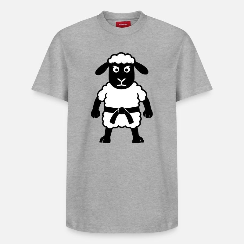 Karate Schaf - Relaxed Unisex Supima Cotton T-Shirt – von SPREAD - Grau meliert