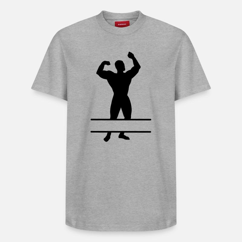 Bodybuilder mit Textraum - Relaxed Unisex Supima Cotton T-Shirt – von SPREAD - Grau meliert