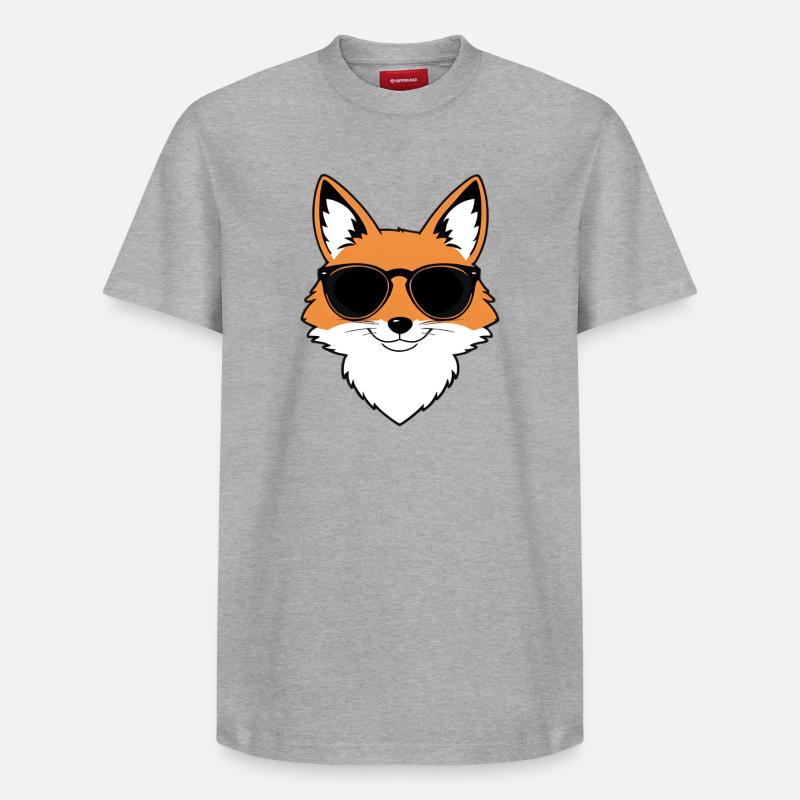 Renard avec lunettes de soleil - T-shirt unisexe décontracté en coton Supima – de SPREAD - gris chiné