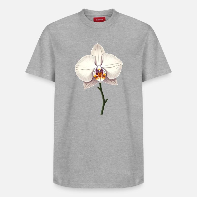 Orchidée blanche - T-shirt unisexe décontracté en coton Supima – de SPREAD - gris chiné