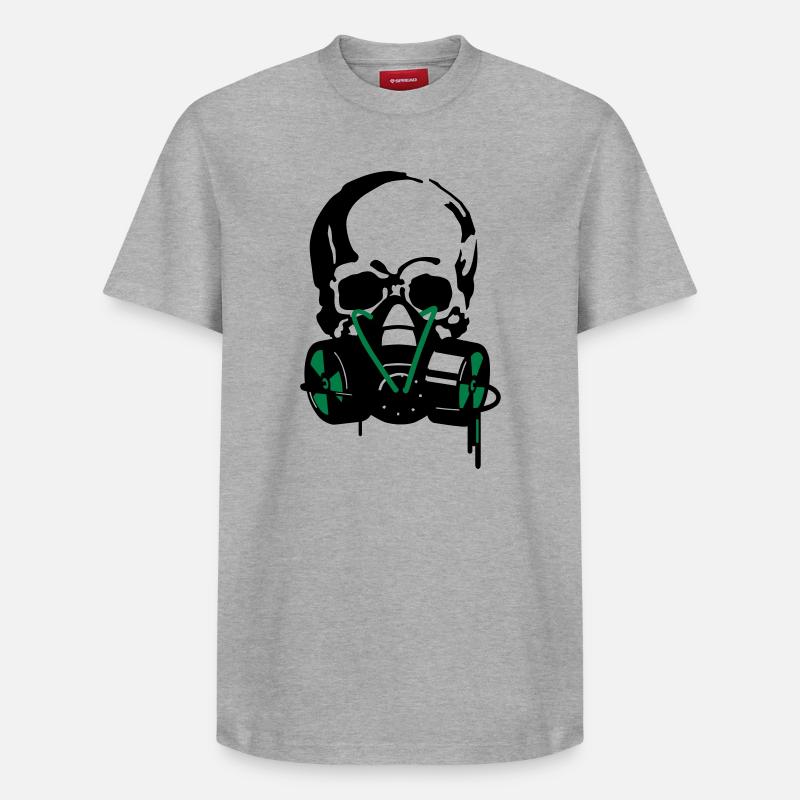 crâne + masque - T-shirt unisexe décontracté en coton Supima – de SPREAD - gris chiné
