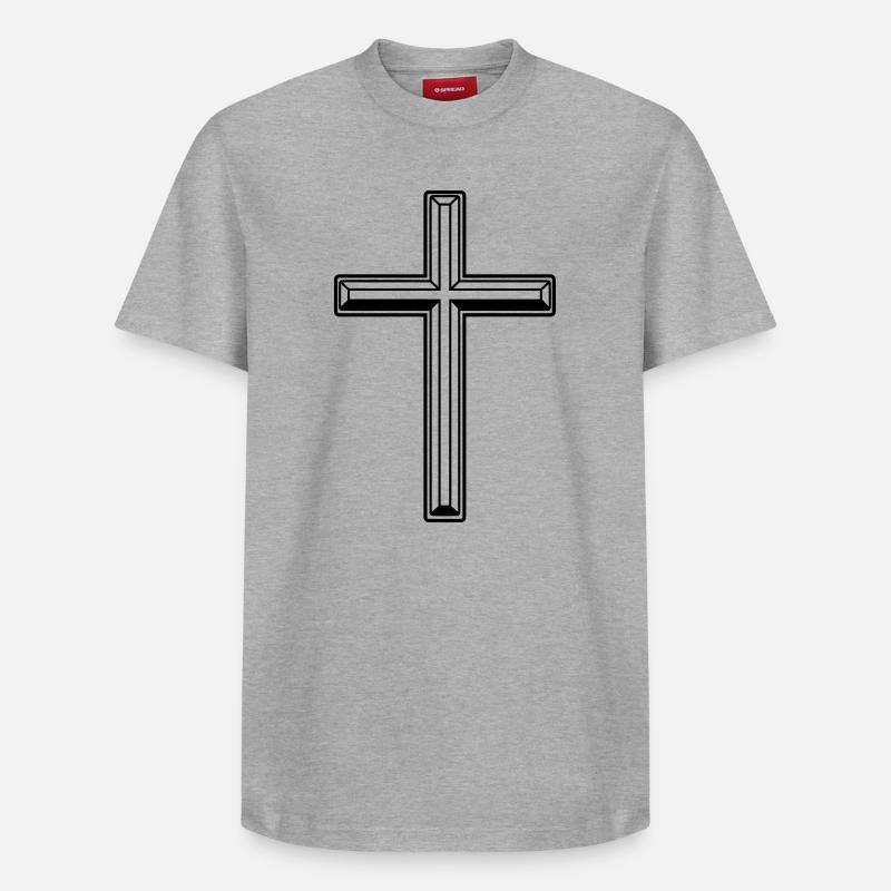 Croix de foi - T-shirt unisexe décontracté en coton Supima – de SPREAD - gris chiné