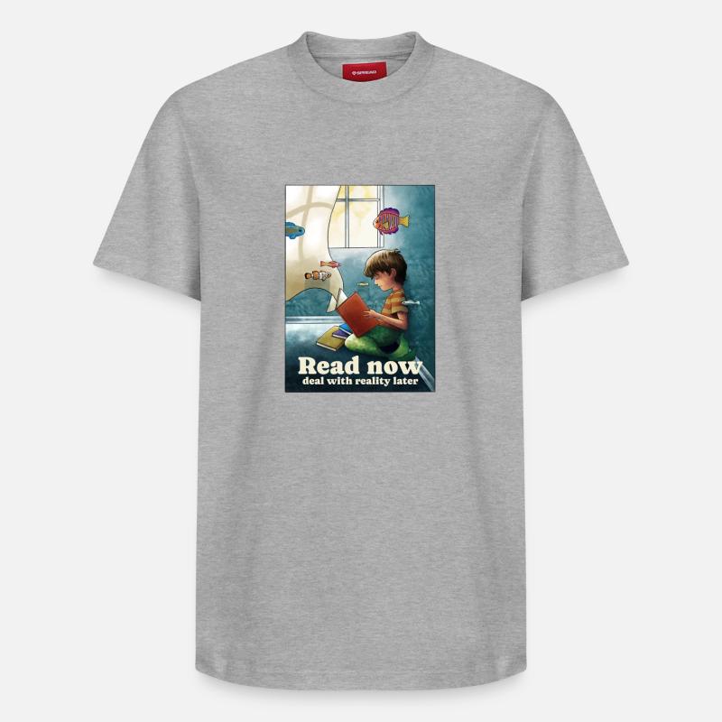 Lire sous la surface - T-shirt unisexe décontracté en coton Supima – de SPREAD - gris chiné
