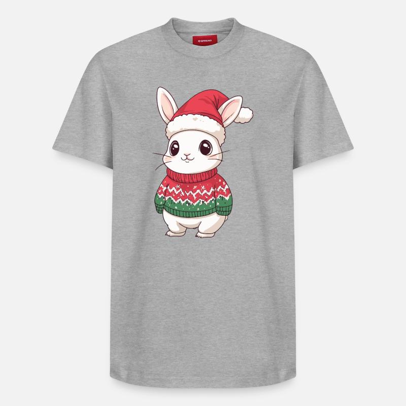 Lapin de Noël - T-shirt unisexe décontracté en coton Supima – de SPREAD - gris chiné