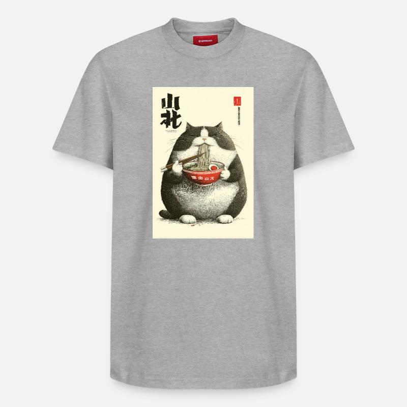Ramen Chats Chonky Ukiyo-e - T-shirt unisexe décontracté en coton Supima – de SPREAD - gris chiné