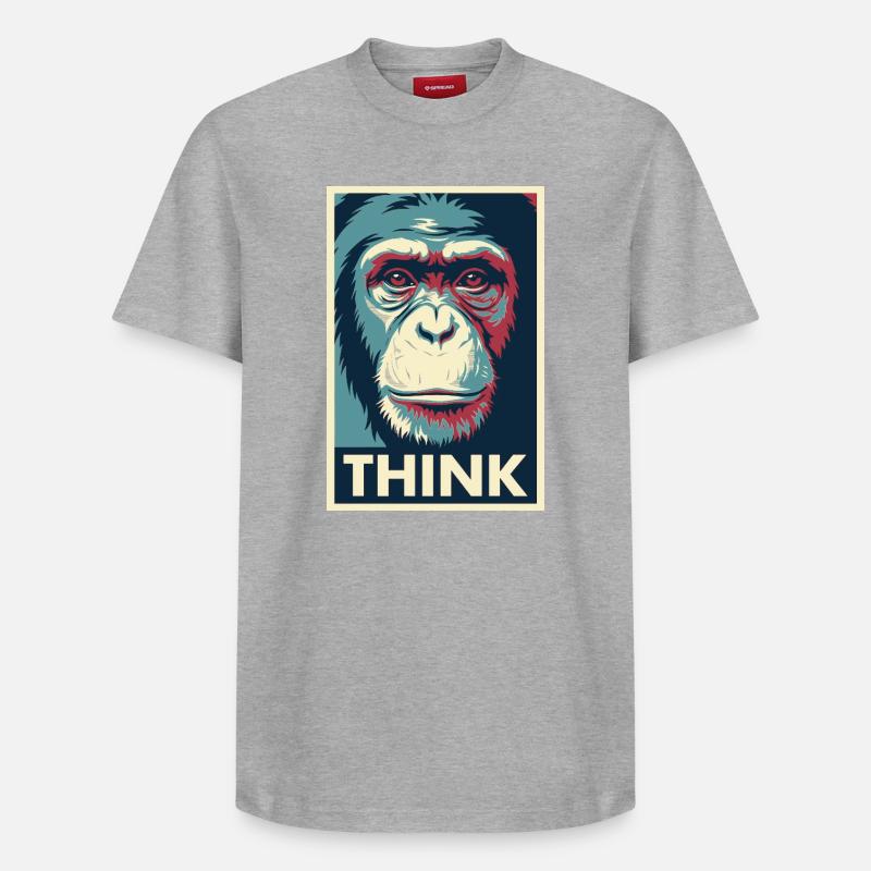 Affiche pop art Monkey Thinking - T-shirt unisexe décontracté en coton Supima – de SPREAD - gris chiné