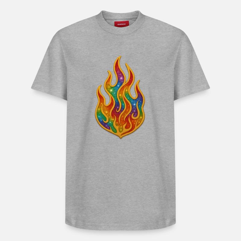 Rainbow Fire Patch - Relaxed Unisex Supima Cotton T-Shirt – by SPREAD - heather grey