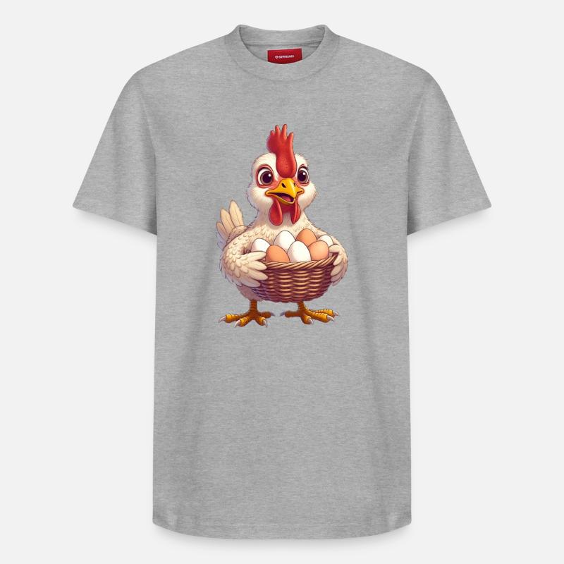 Poulet au panier à œufs - T-shirt unisexe décontracté en coton Supima – de SPREAD - gris chiné