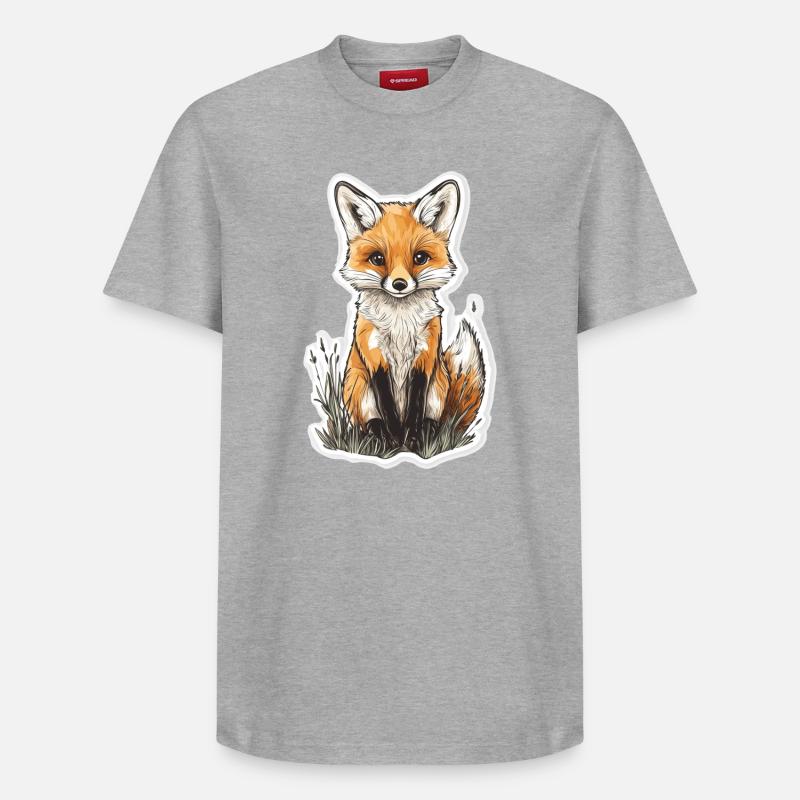 Renard - T-shirt unisexe décontracté en coton Supima – de SPREAD - gris chiné