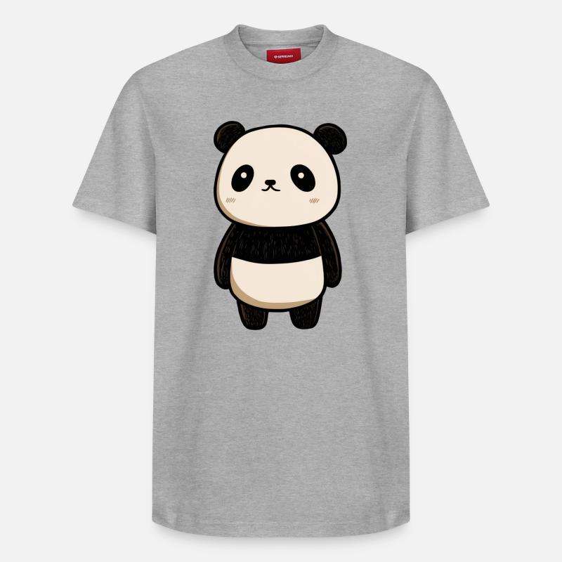 dessin panda, panda mignon, bébé panda - T-shirt unisexe décontracté en coton Supima – de SPREAD - gris chiné