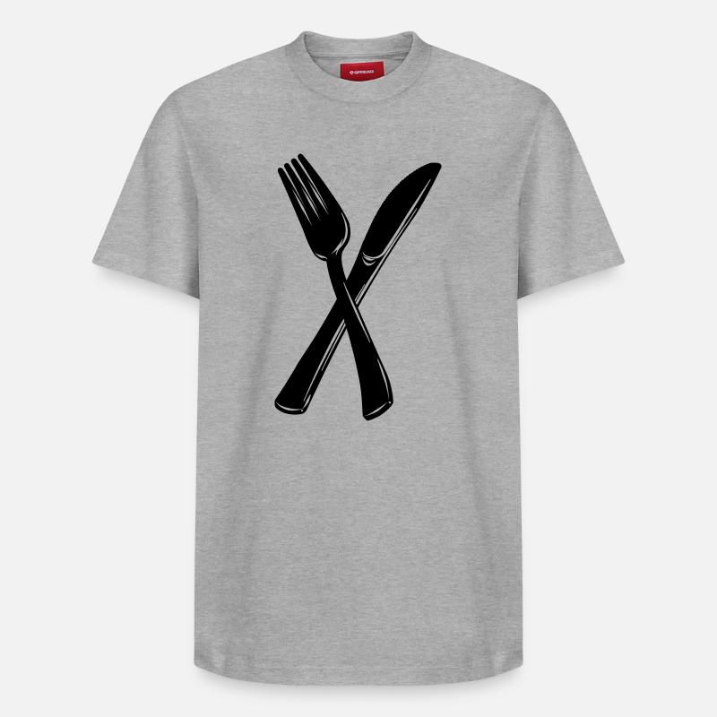 Messer und Gabel - Relaxed Unisex Supima Cotton T-Shirt – von SPREAD - Grau meliert
