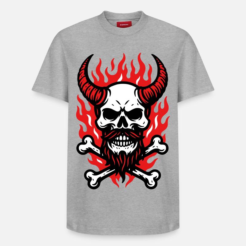 Démon Crâne de Feu - T-shirt unisexe décontracté en coton Supima – de SPREAD - gris chiné