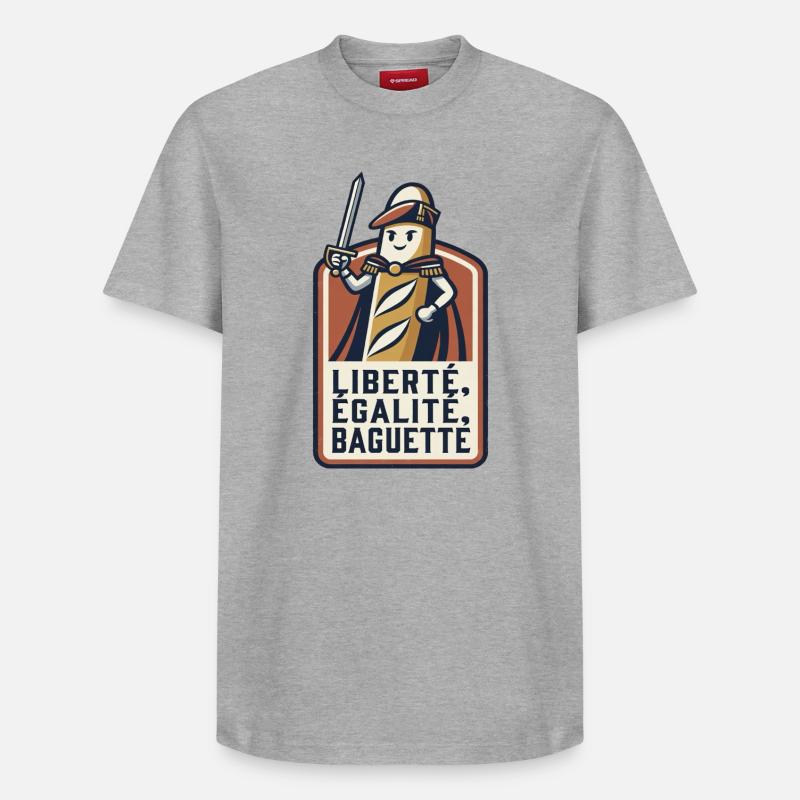 La baguette patriote 🇫🇷 - T-shirt unisexe décontracté en coton Supima – de SPREAD - gris chiné