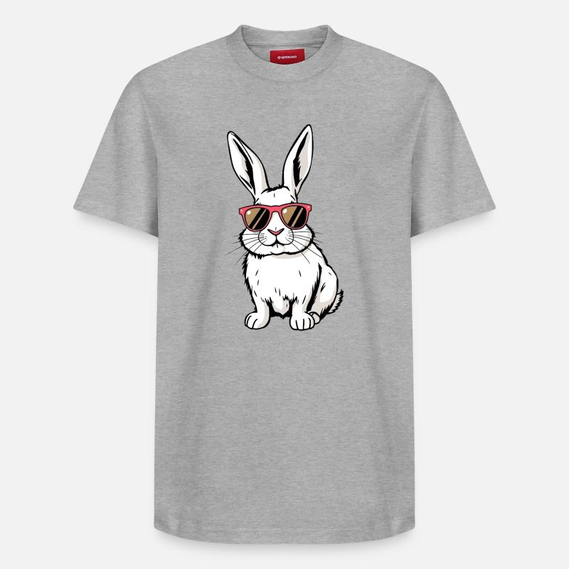 Lapin blanc - T-shirt unisexe décontracté en coton Supima – de SPREAD - gris chiné