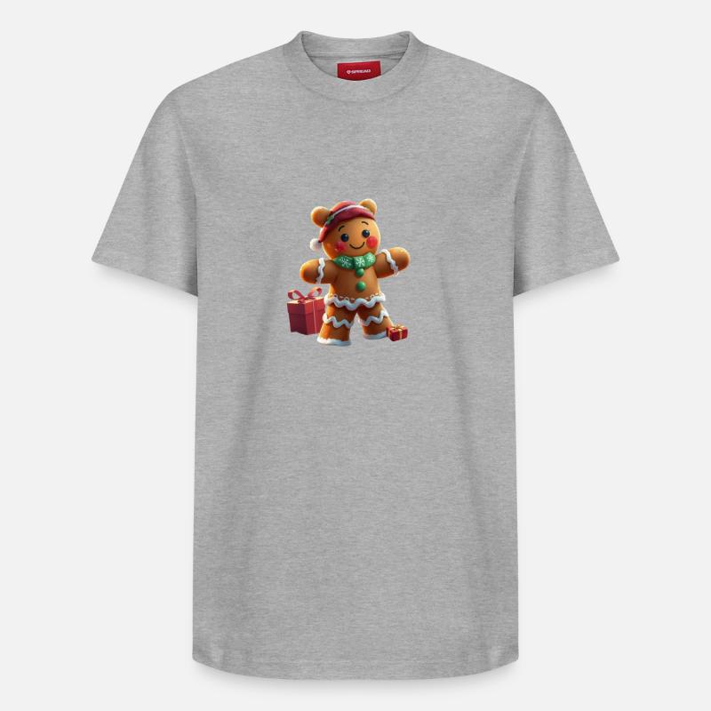 Lebkuchenmann mit Winterglanz - Relaxed Unisex Supima Cotton T-Shirt – von SPREAD - Grau meliert