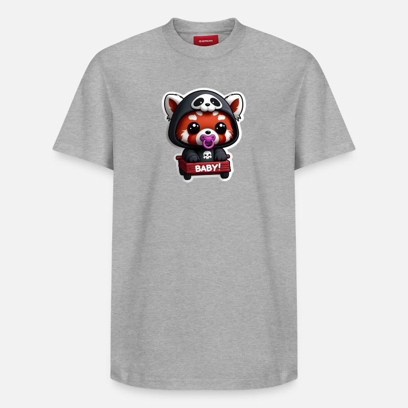 Panda bébé en capuche noir - T-shirt unisexe décontracté en coton Supima – de SPREAD - gris chiné