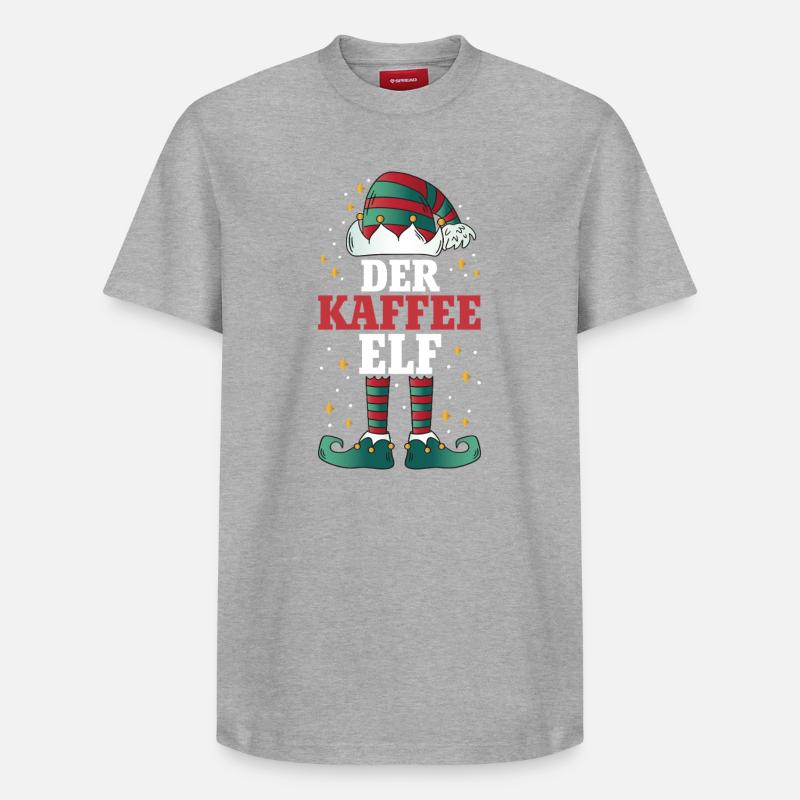 Noël L’Elfe du Café - T-shirt unisexe décontracté en coton Supima – de SPREAD - gris chiné