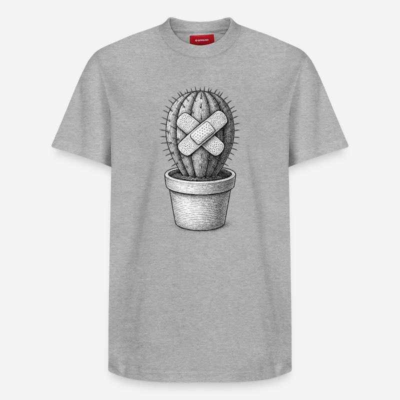 Cactus bandé - T-shirt unisexe décontracté en coton Supima – de SPREAD - gris chiné