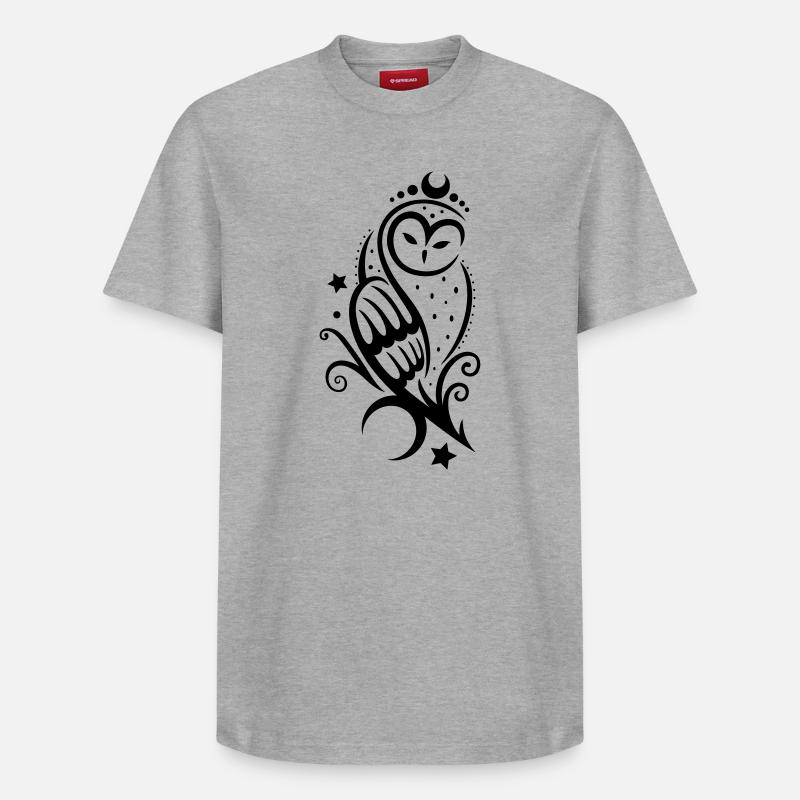 Eule Schneeeule Tattoo - Relaxed Unisex Supima Cotton T-Shirt – von SPREAD - Grau meliert