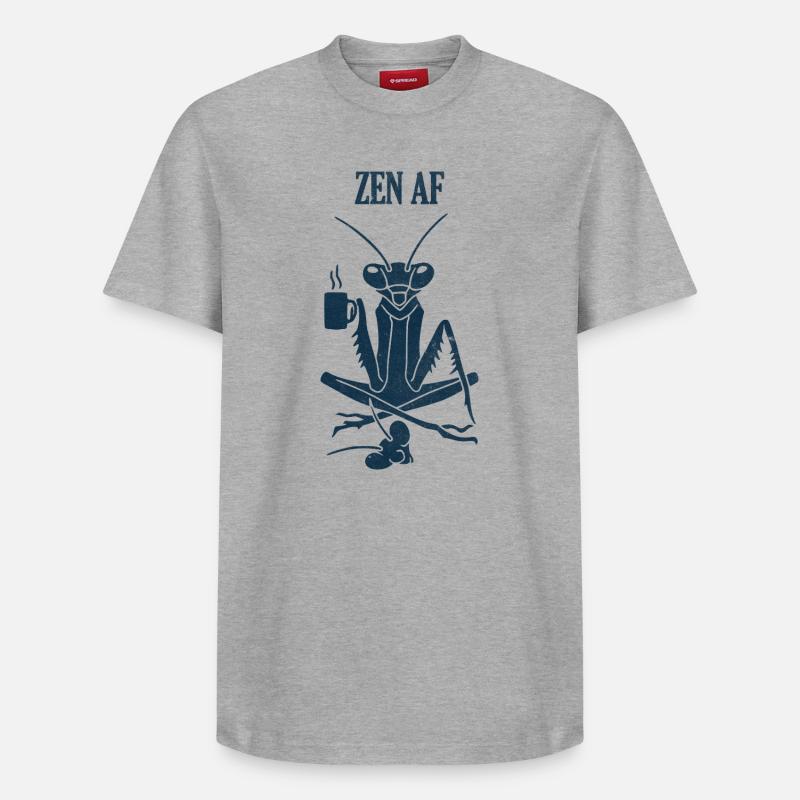 Zen AF Kaffee Mantis - Relaxed Unisex Supima Cotton T-Shirt – von SPREAD - Grau meliert