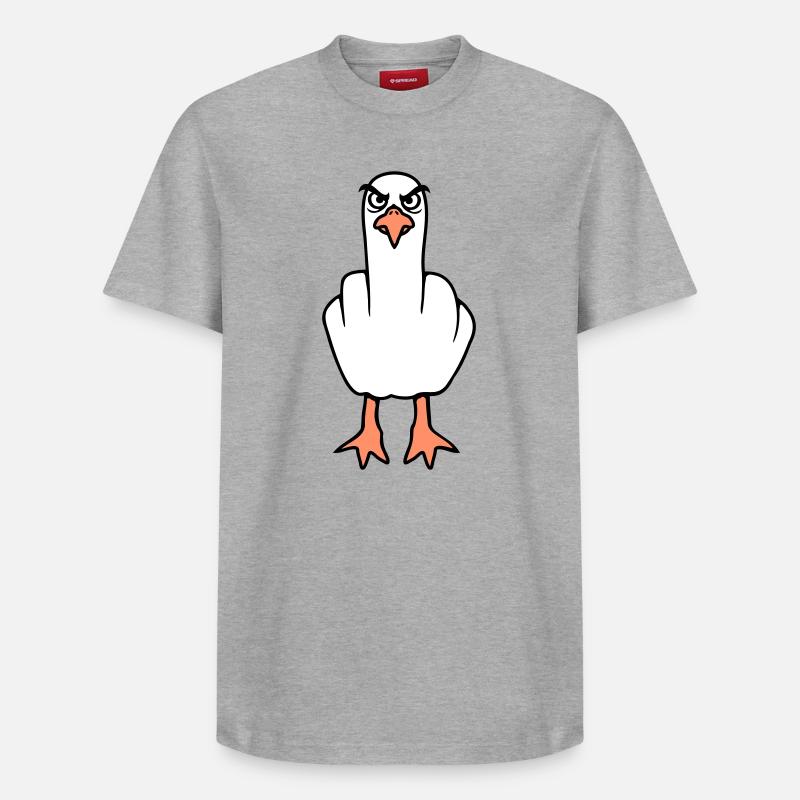 Möwe Mittelfinger Beleidigung Stinkefinger frech - Relaxed Unisex Supima Cotton T-Shirt – von SPREAD - Grau meliert
