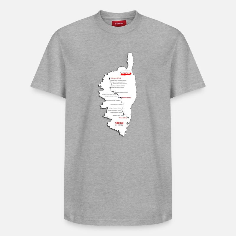 Carte GR20 blanche - T-shirt unisexe décontracté en coton Supima – de SPREAD - gris chiné