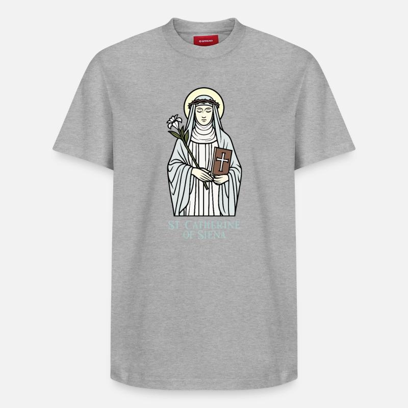 Sainte Catherine de Sienne - T-shirt unisexe décontracté en coton Supima – de SPREAD - gris chiné