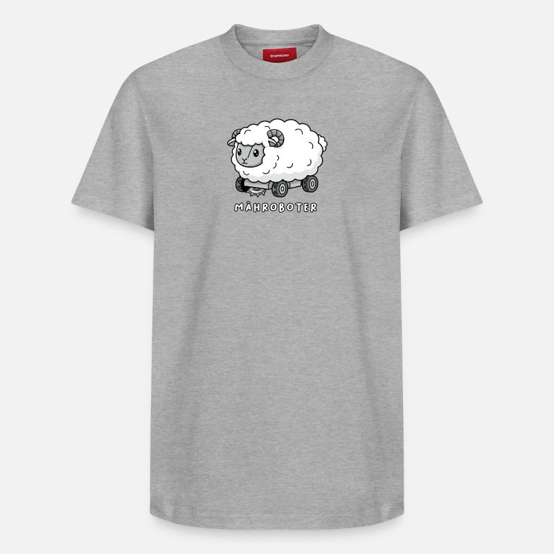 Mähroboter Schaf - Relaxed Unisex Supima Cotton T-Shirt – von SPREAD - Grau meliert