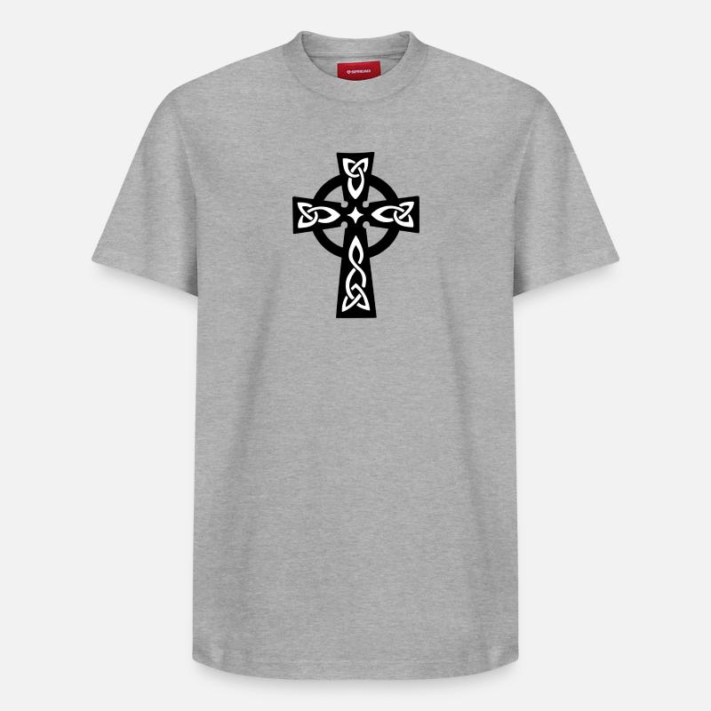 Keltisches oder Keltisches Kreuz - Relaxed Unisex Supima Cotton T-Shirt – von SPREAD - Grau meliert