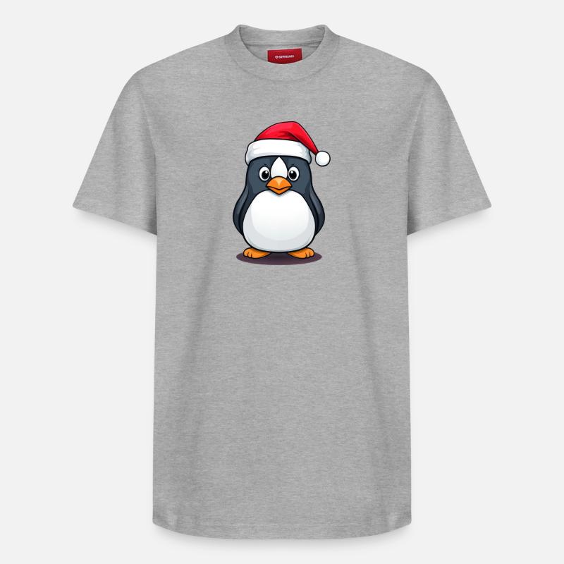 Pingouin du Père Noël - T-shirt unisexe décontracté en coton Supima – de SPREAD - gris chiné