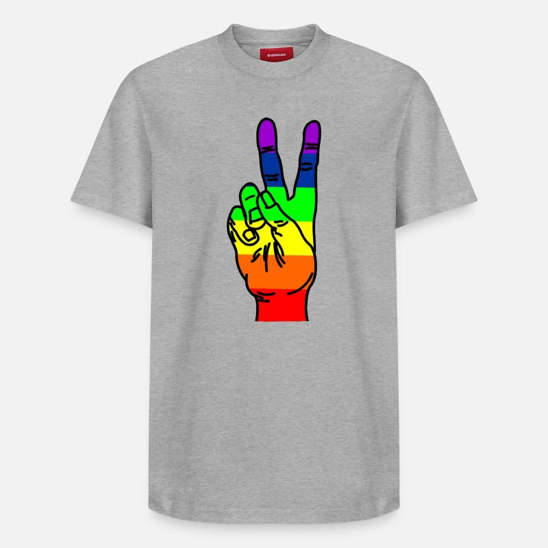 Regenbogen-Handfrieden - Relaxed Unisex Supima Cotton T-Shirt – von SPREAD - Grau meliert