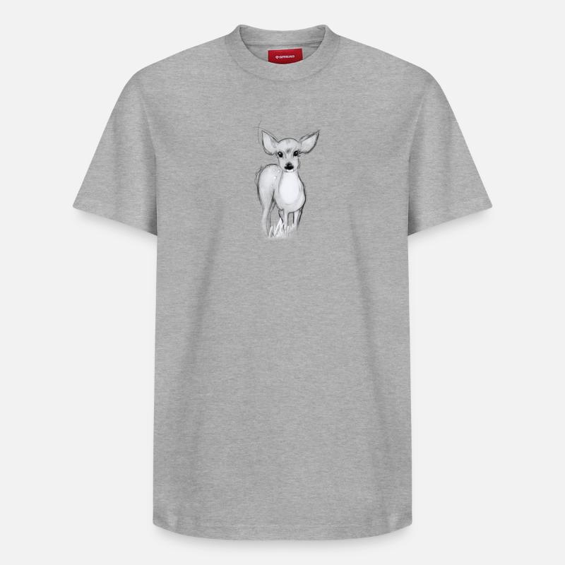Petit cerf - T-shirt unisexe décontracté en coton Supima – de SPREAD - gris chiné