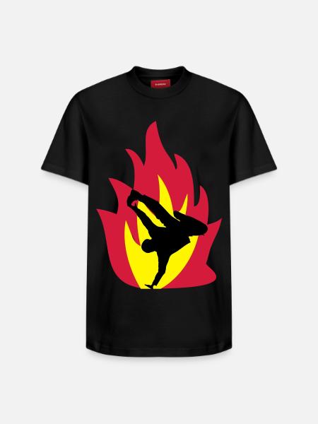 Breakdancer dans le feu - T-shirt unisexe décontracté en coton Supima – de SPREAD - noir