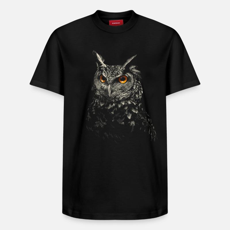 Eule - Relaxed Unisex Supima Cotton T-Shirt – von SPREAD - Schwarz