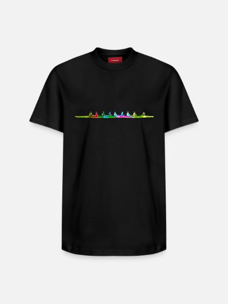 Buntes achter Ruderboot - Relaxed Unisex Supima Cotton T-Shirt – von SPREAD - Schwarz
