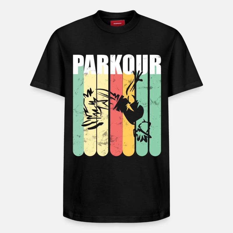 Parkour Rétro - T-shirt unisexe décontracté en coton Supima – de SPREAD - noir
