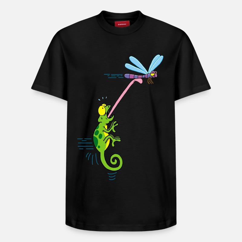 Chamäleon und Libellen - Relaxed Unisex Supima Cotton T-Shirt – von SPREAD - Schwarz