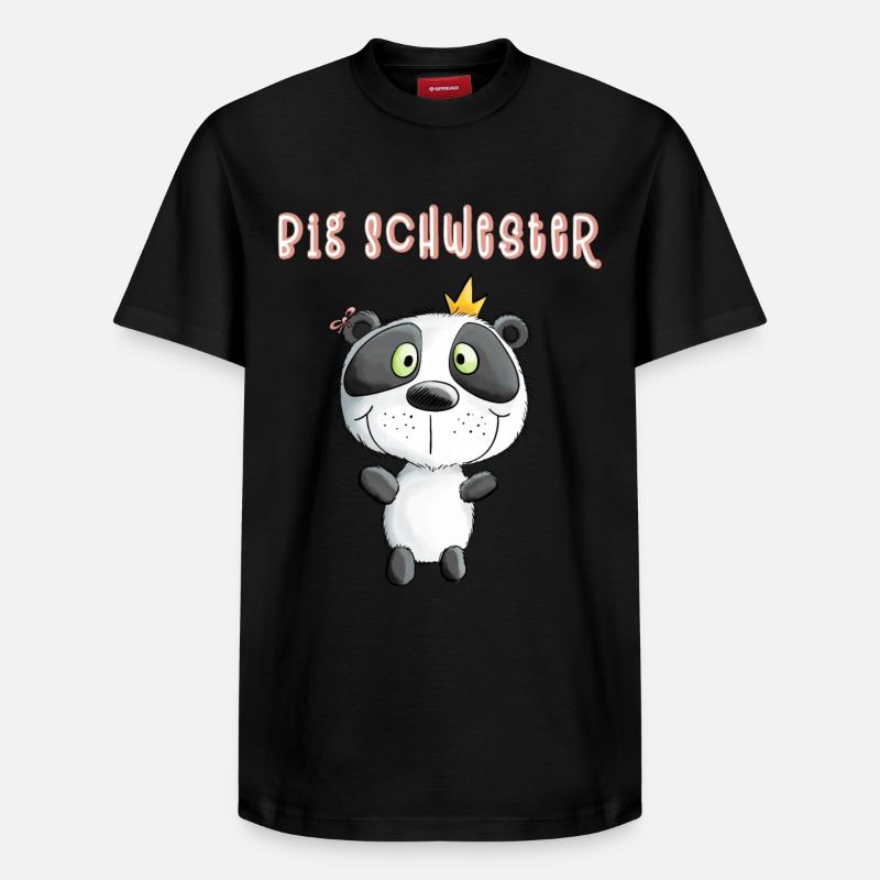 Grande soeur panda ours princesse - T-shirt unisexe décontracté en coton Supima – de SPREAD - noir