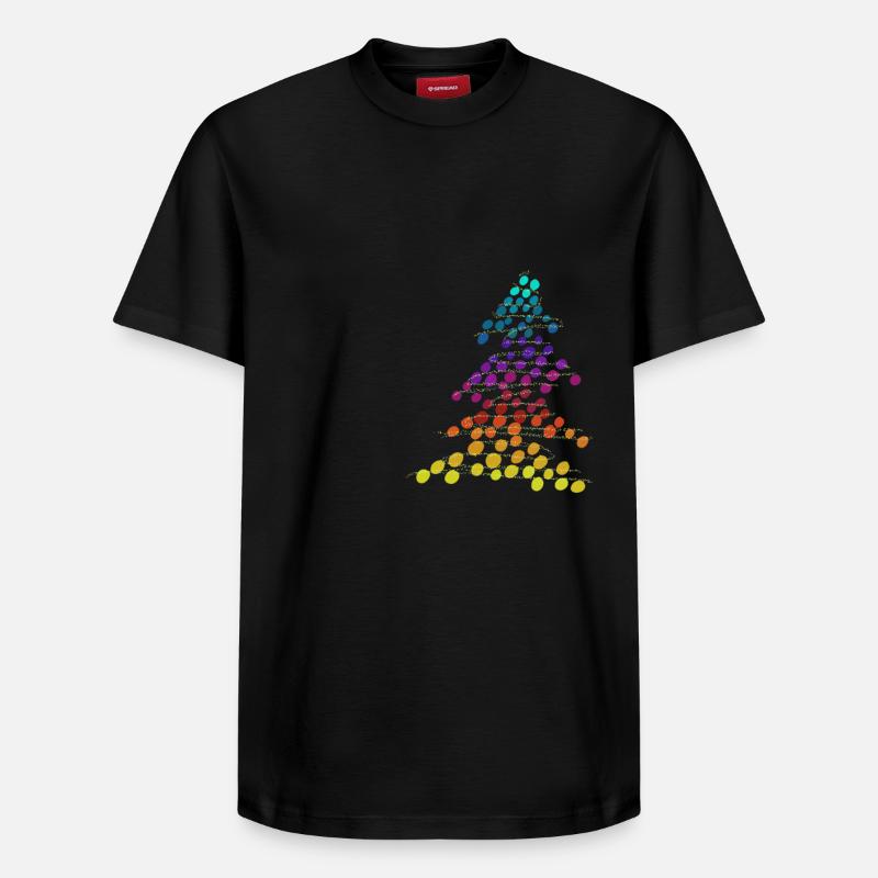 Regenbogen Neon-Weihnachtsbaum – Dots & Lights - Relaxed Unisex Supima Cotton T-Shirt – von SPREAD - Schwarz