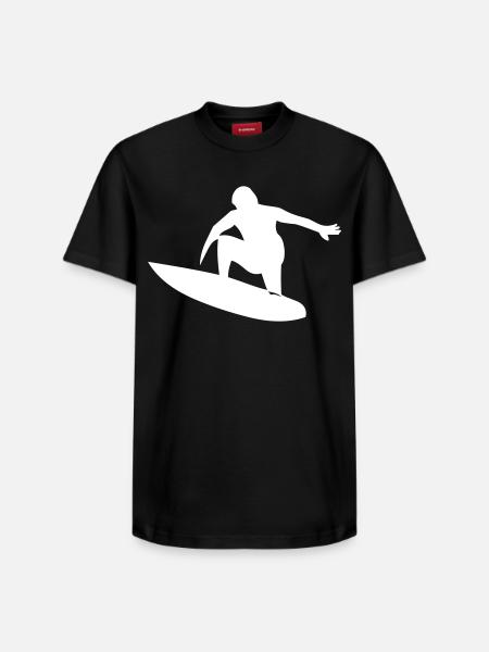 Surfer with surfboard - Relaxed Unisex Supima Cotton T-Shirt – by SPREAD - black