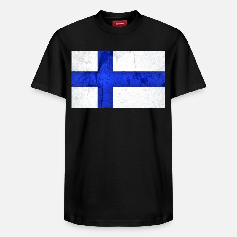 Drapeau de la Finlande - T-shirt unisexe décontracté en coton Supima – de SPREAD - noir